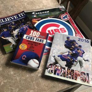 Chicago Cubs World Series books and Fathead